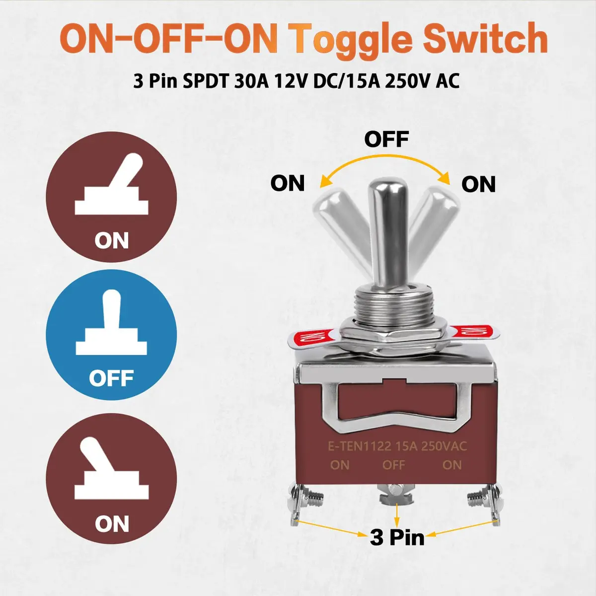 COROTC 6 Pack Toggle Switch 12V DC 30A | Heavy Duty Marine Waterproof SPDT (70-120 chars) - view 2