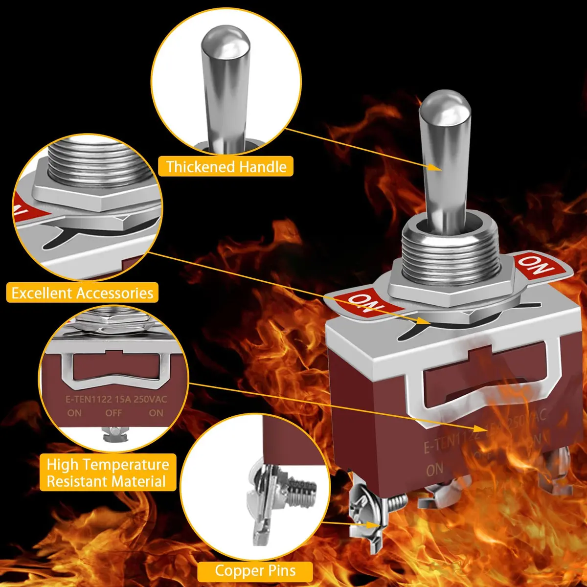 COROTC 6 Pack Toggle Switch 12V DC 30A | Heavy Duty Marine Waterproof SPDT (70-120 chars) - view 3