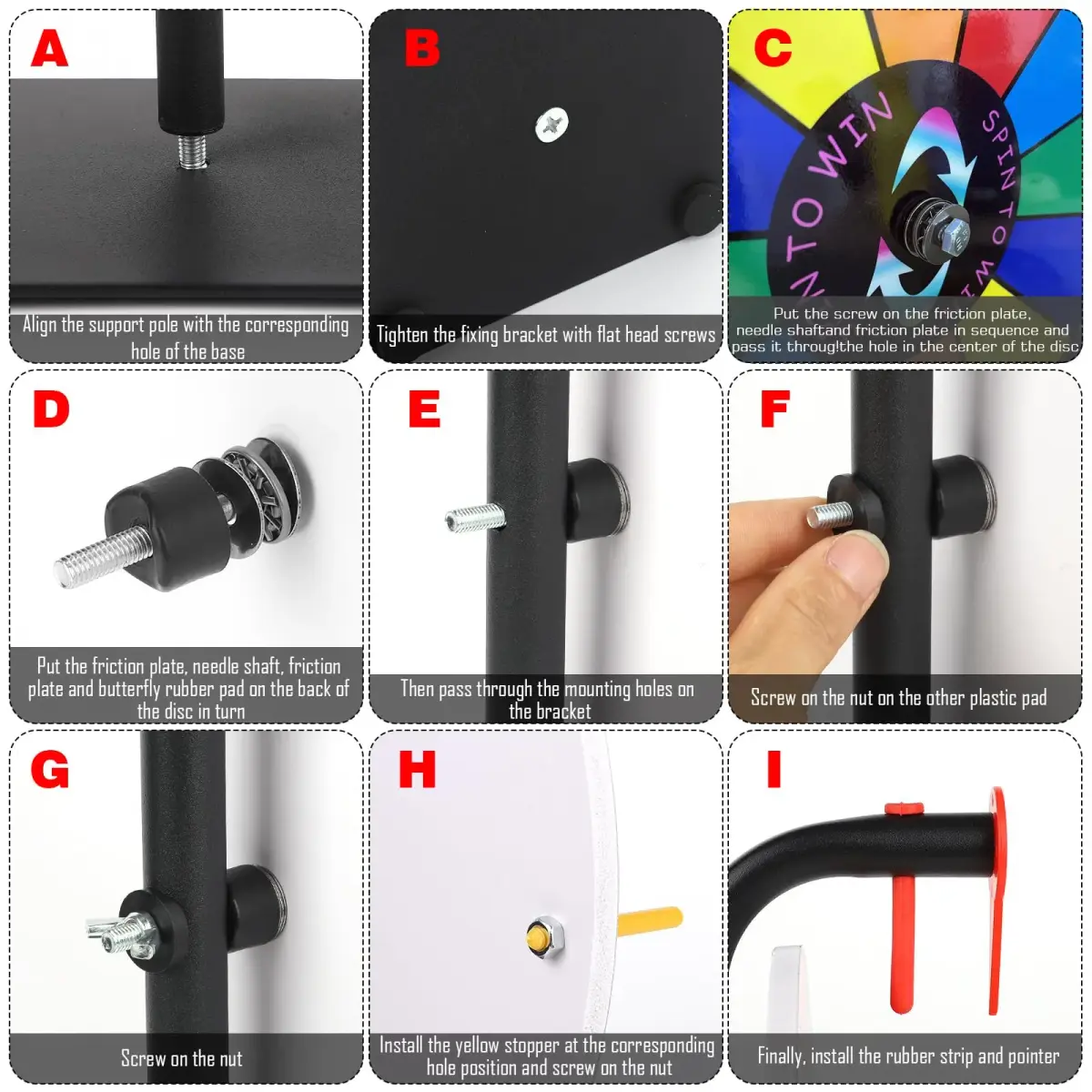 LRMBKM 12-Slot Prize Wheel with Stand & Heavy-Duty Base, 30.48cm (12 Inch) | Customizable for Parties & Trade Shows - view 2