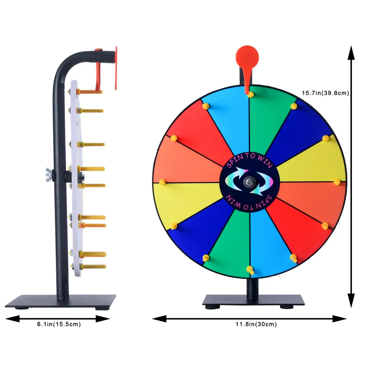 LRMBKM 12-Slot Prize Wheel with Stand & Heavy-Duty Base, 30.48cm (12 Inch) | Customizable for Parties & Trade Shows - view 3