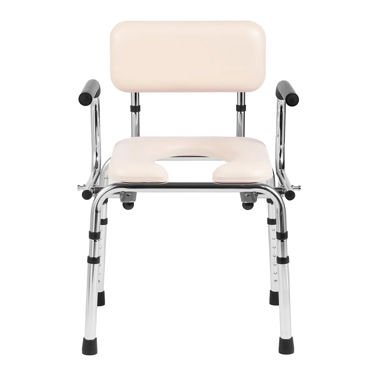 VEVOR Commode Chair Bedside Commode with Padded Seat, Drop-Down Arms, 7-Level Adjustable Height, 2.6kg (5.8L) Bucket, Easy Assembly, 158kg Capacity - view 4