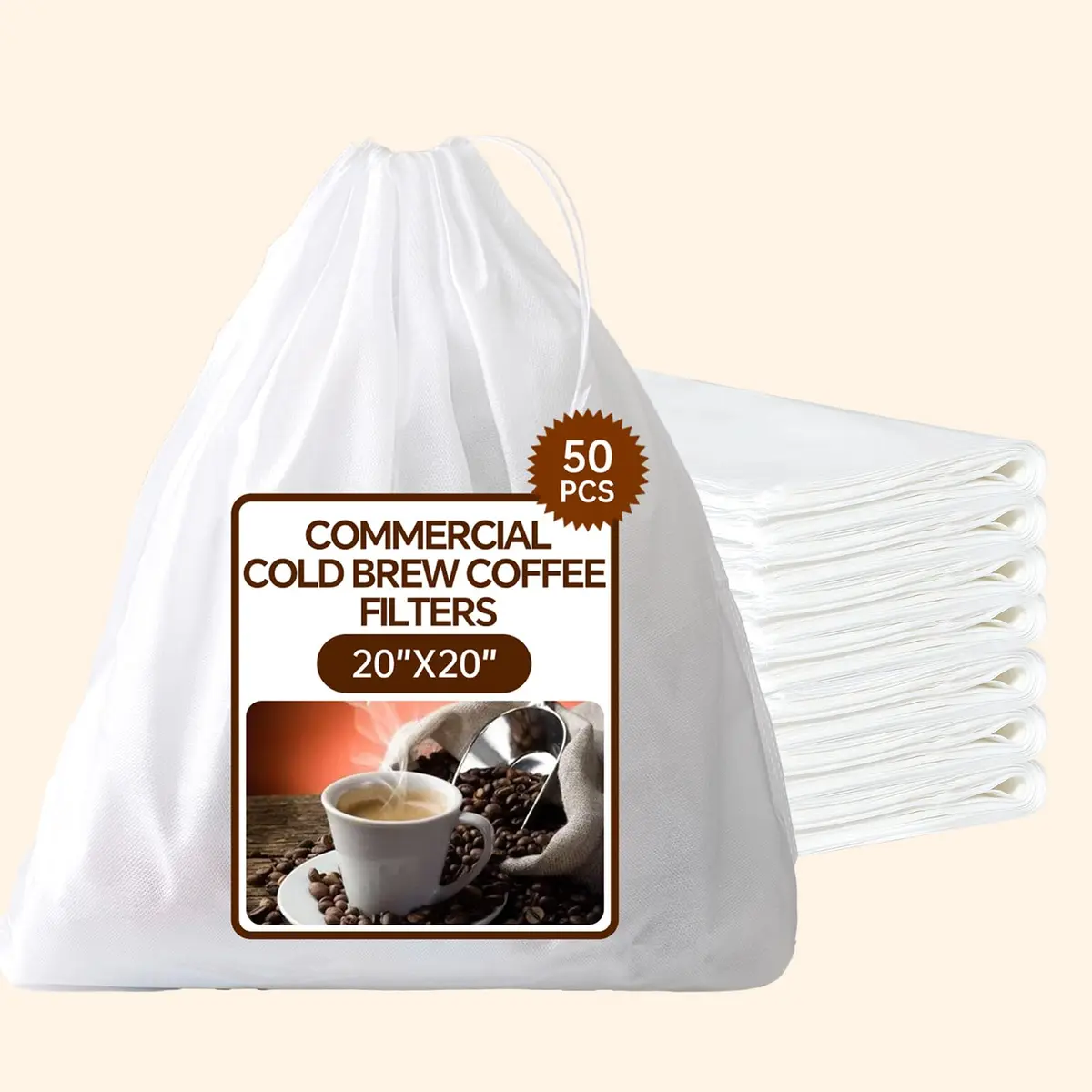 XNXQLFPY Commercial Cold Brew Coffee Filters 50 Pcs (20" x 20") | Brew 5 lbs Coffee - view 2