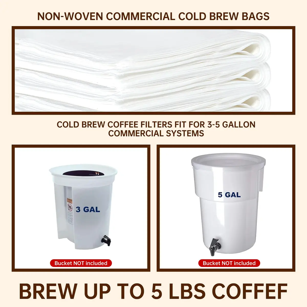 XNXQLFPY Commercial Cold Brew Coffee Filters 50 Pcs (20" x 20") | Brew 5 lbs Coffee - view 3