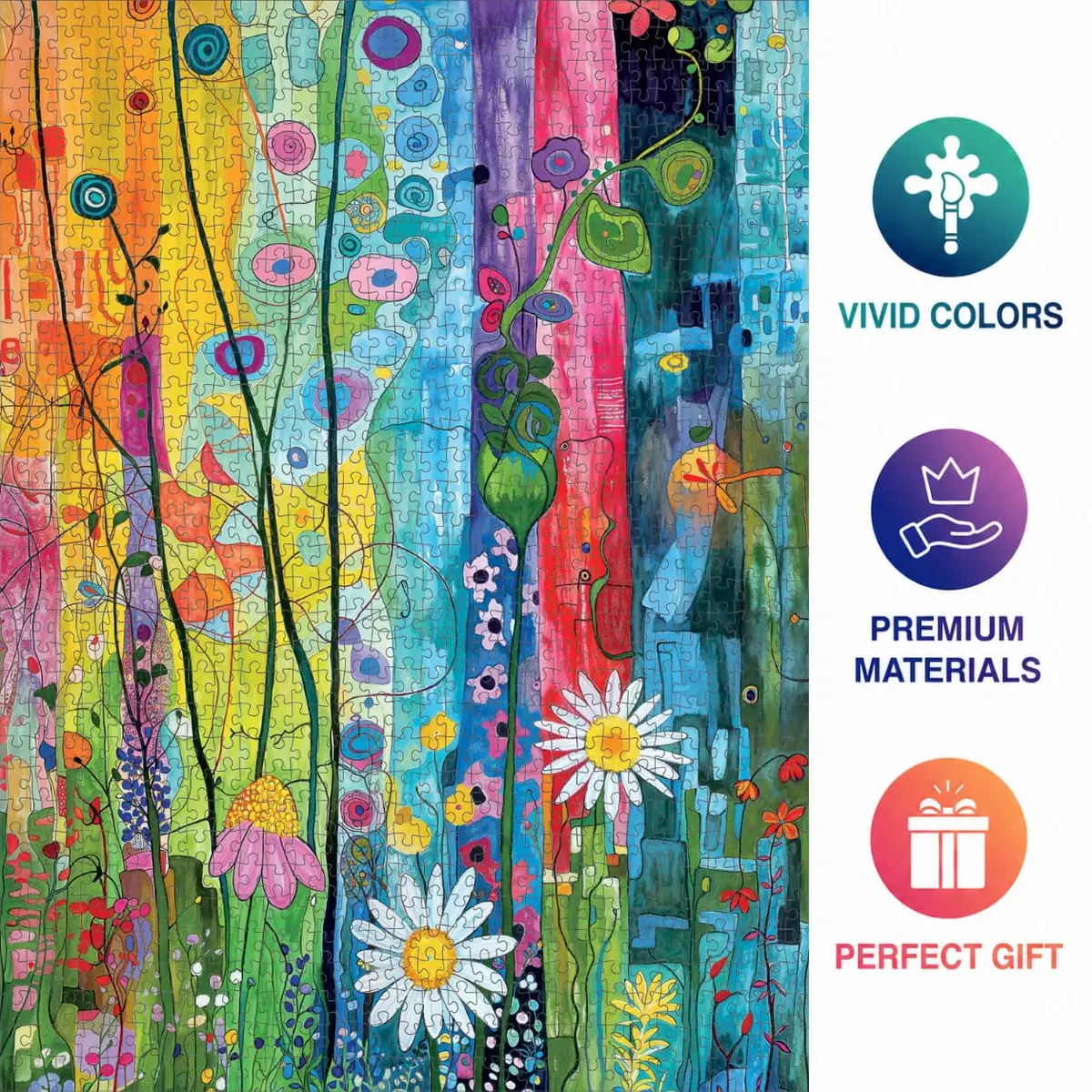 Cross & Glory City Garden Rainbow Retreat 1000-Piece Puzzle | Vibrant Urban & Floral Scene - view 5