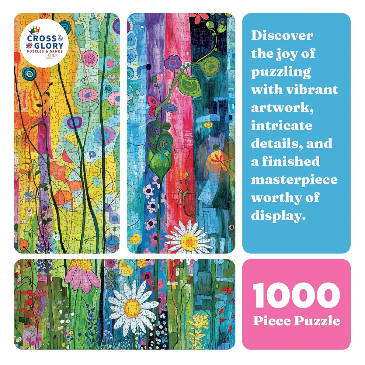 Cross & Glory City Garden Rainbow Retreat 1000-Piece Puzzle | Vibrant Urban & Floral Scene - view 6