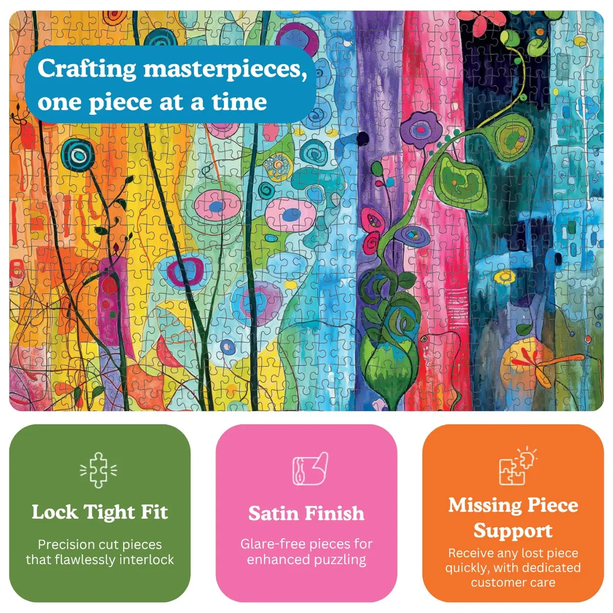 Cross & Glory City Garden Rainbow Retreat 1000-Piece Puzzle | Vibrant Urban & Floral Scene - view 4