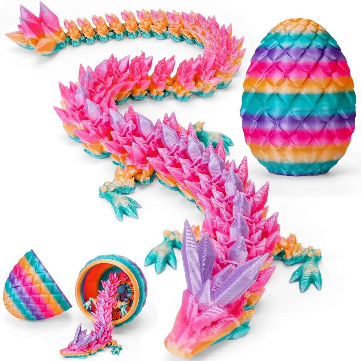 TBOLINE 12" Articulated Crystal Dragon Egg Toy | ASTM-Certified PLA, Non-Toxic, Surprise Reveal - main product image