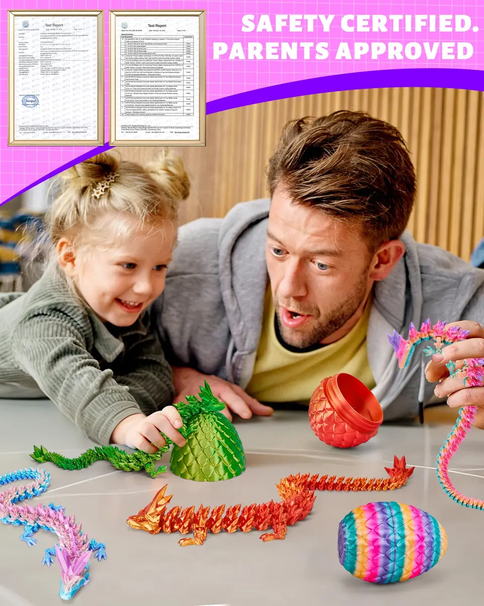 TBOLINE 12" Articulated Crystal Dragon Egg Toy | ASTM-Certified PLA, Non-Toxic, Surprise Reveal - view 5