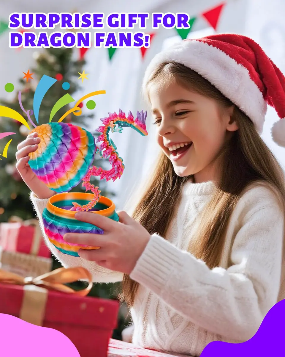 TBOLINE 12" Articulated Crystal Dragon Egg Toy | ASTM-Certified PLA, Non-Toxic, Surprise Reveal - view 6