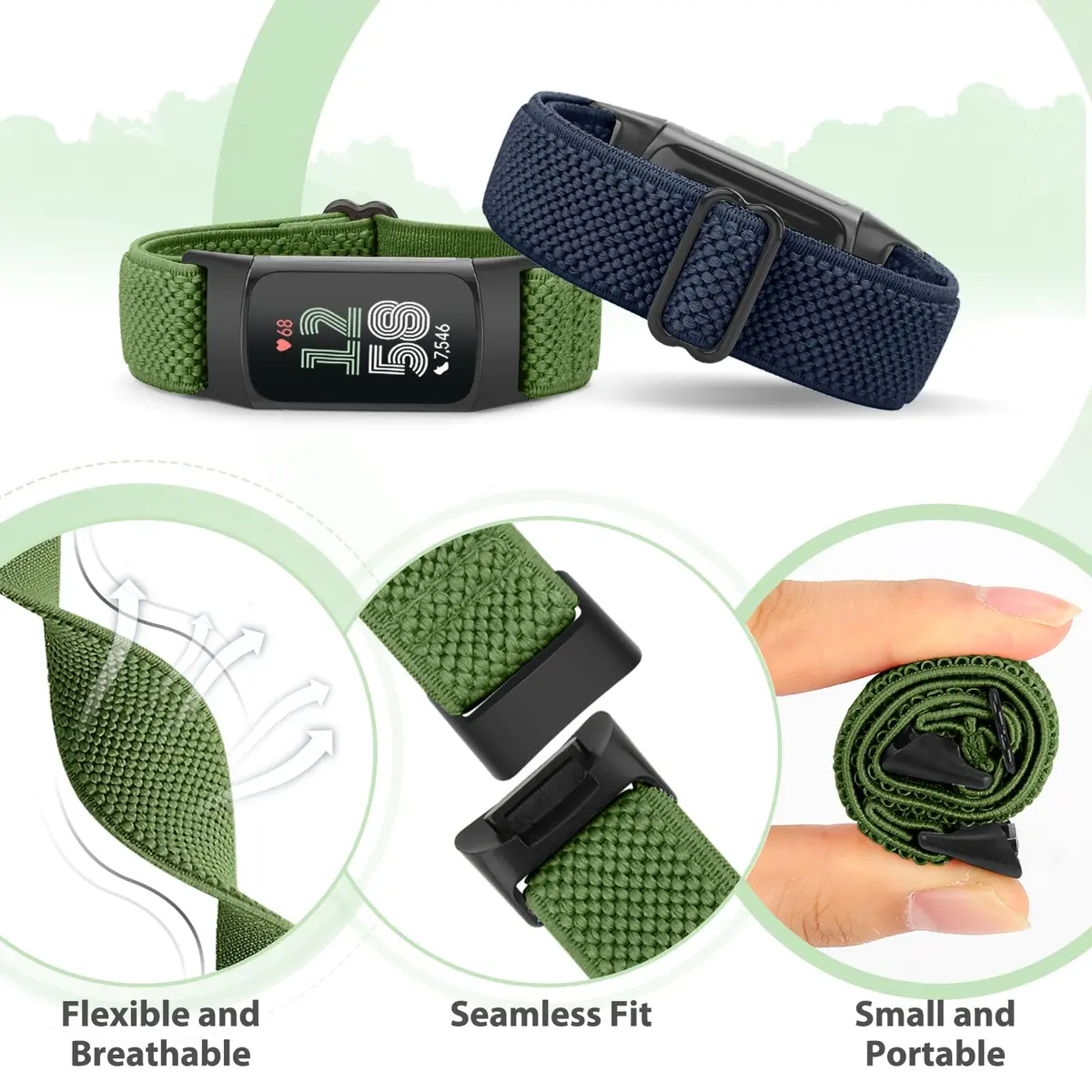 Bcuckood Watch Bands 5 Pack Nylon Stretchy Breathable Adjustable | Sport Strap for Fitbit Charge 6/5 - view 5