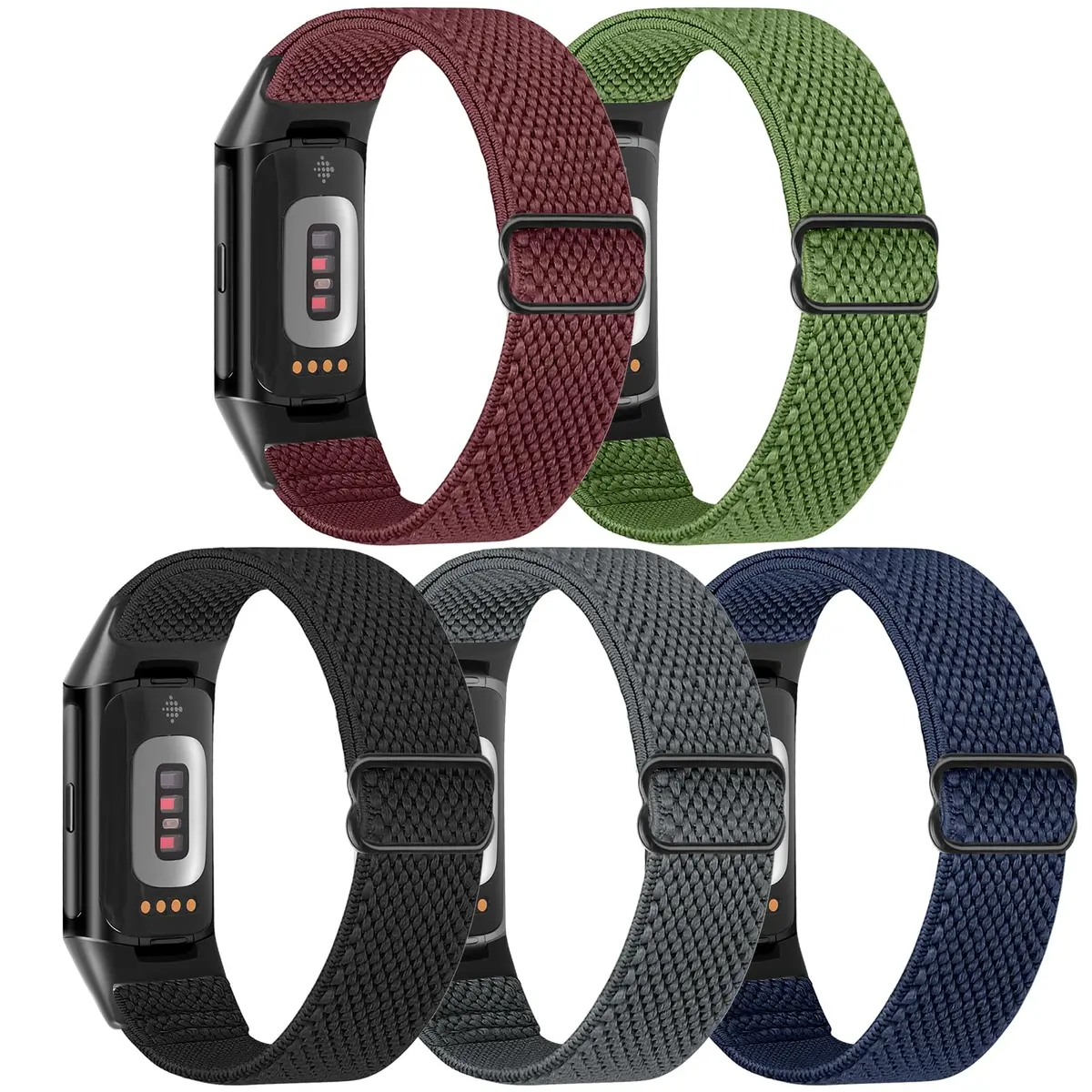 Bcuckood Watch Bands 5 Pack Nylon Stretchy Breathable Adjustable | Sport Strap for Fitbit Charge 6/5 - view 2