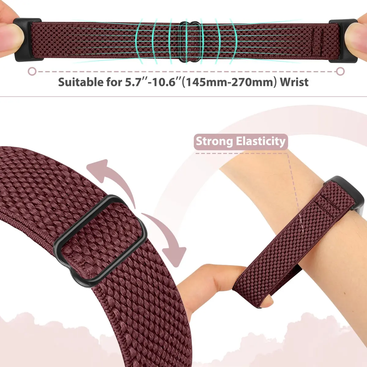 Bcuckood Watch Bands 5 Pack Nylon Stretchy Breathable Adjustable | Sport Strap for Fitbit Charge 6/5 - view 4