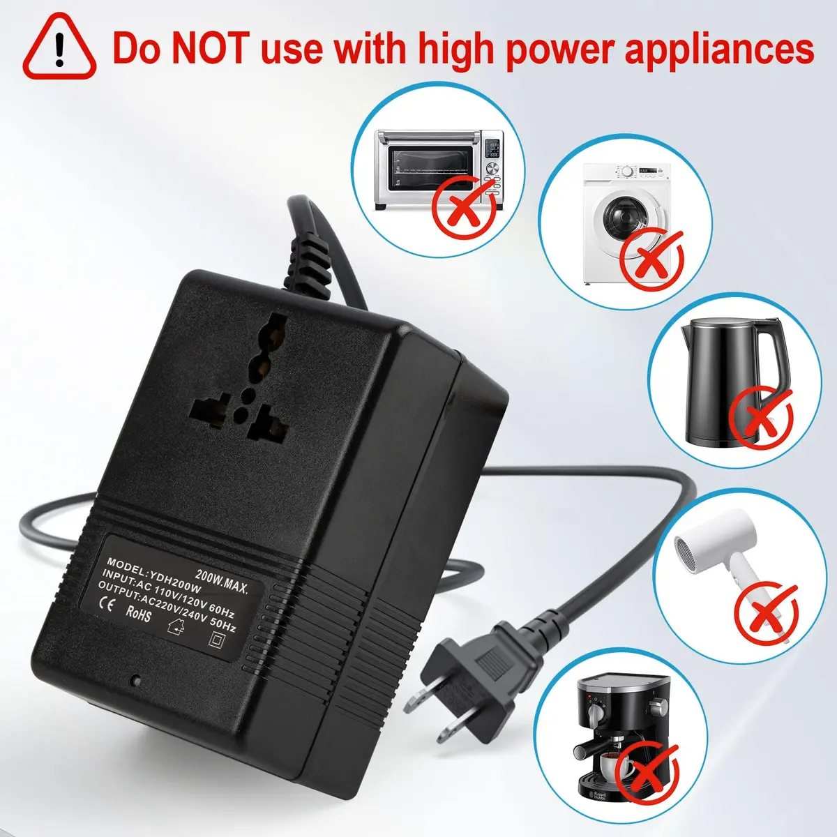 autotron 200W Voltage Transformer Power Converter 110V to 220V | ETL Certified - view 3