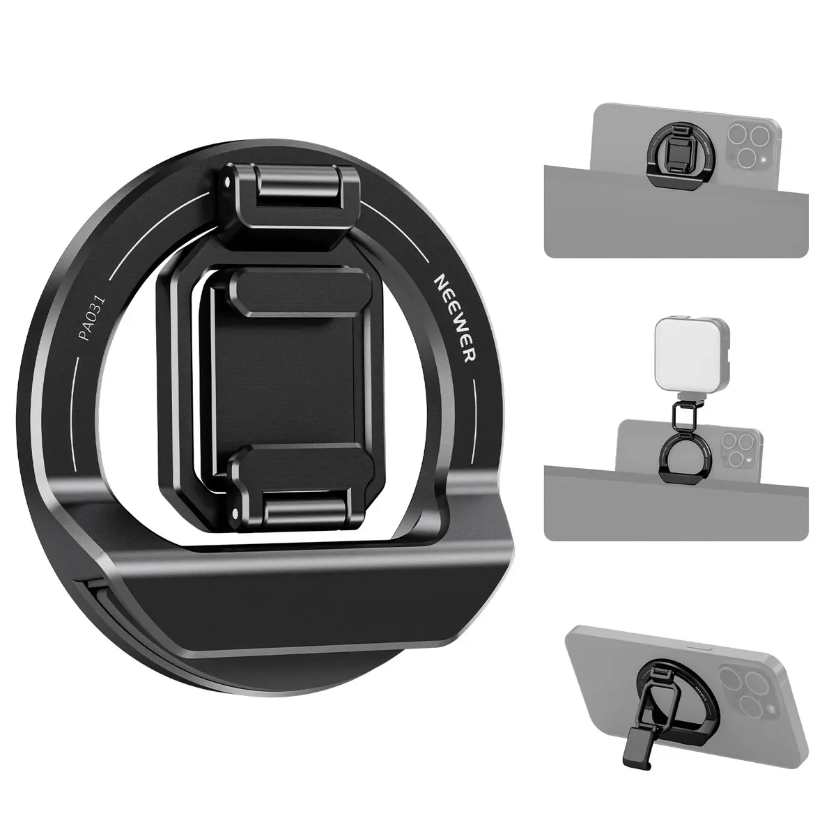 NEEWER Foldable Continuity Camera Mount with Cold Shoe for MagSafe iPhone 15 Pro Max 14 13 12 MacBook Air 13" M1, MacBook Air 2018-2020, MacBook Pro 13" M1/M2, PA031 | Compact, Foldable Video Accessory - main product image
