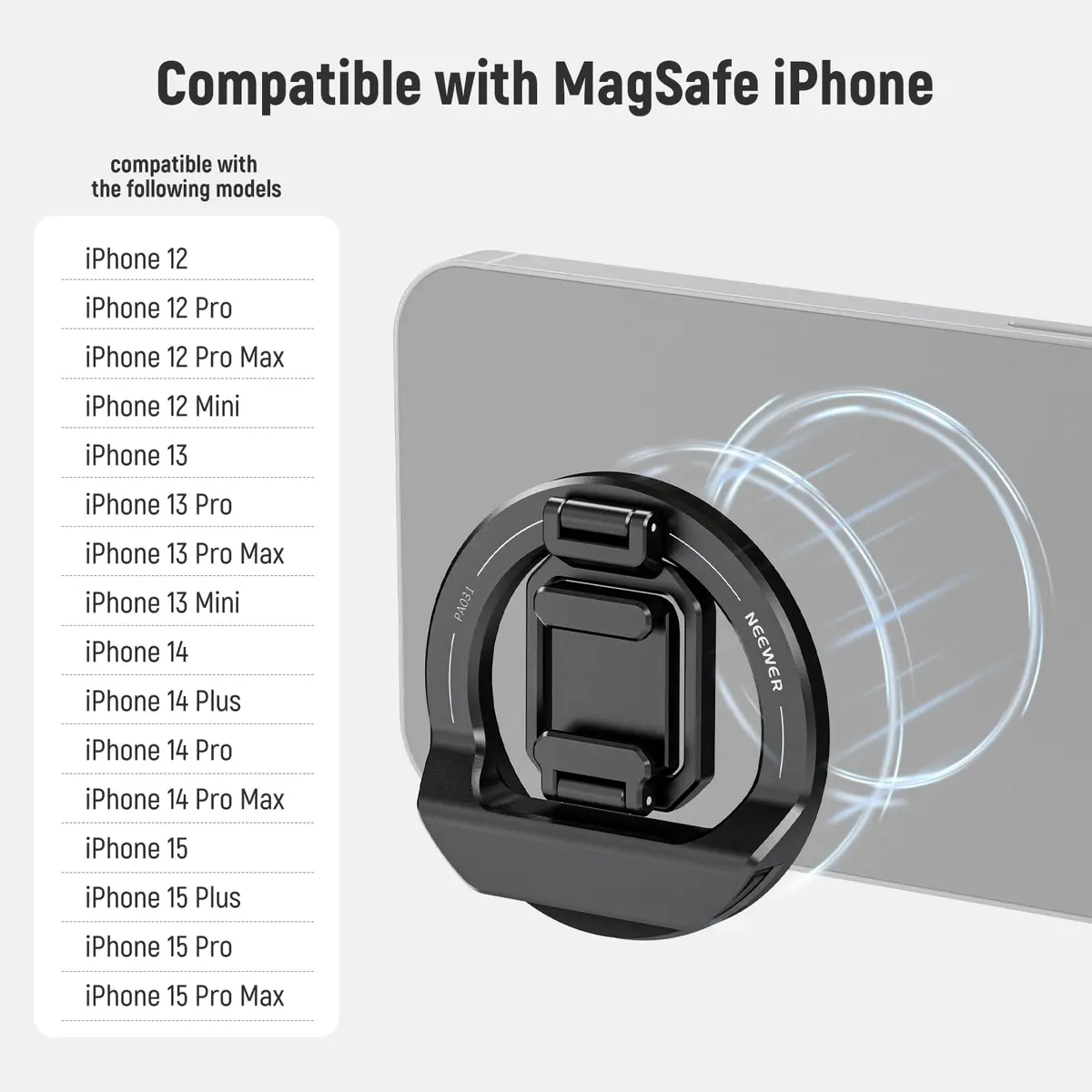 NEEWER Foldable Continuity Camera Mount with Cold Shoe for MagSafe iPhone 15 Pro Max 14 13 12 MacBook Air 13" M1, MacBook Air 2018-2020, MacBook Pro 13" M1/M2, PA031 | Compact, Foldable Video Accessory - view 3