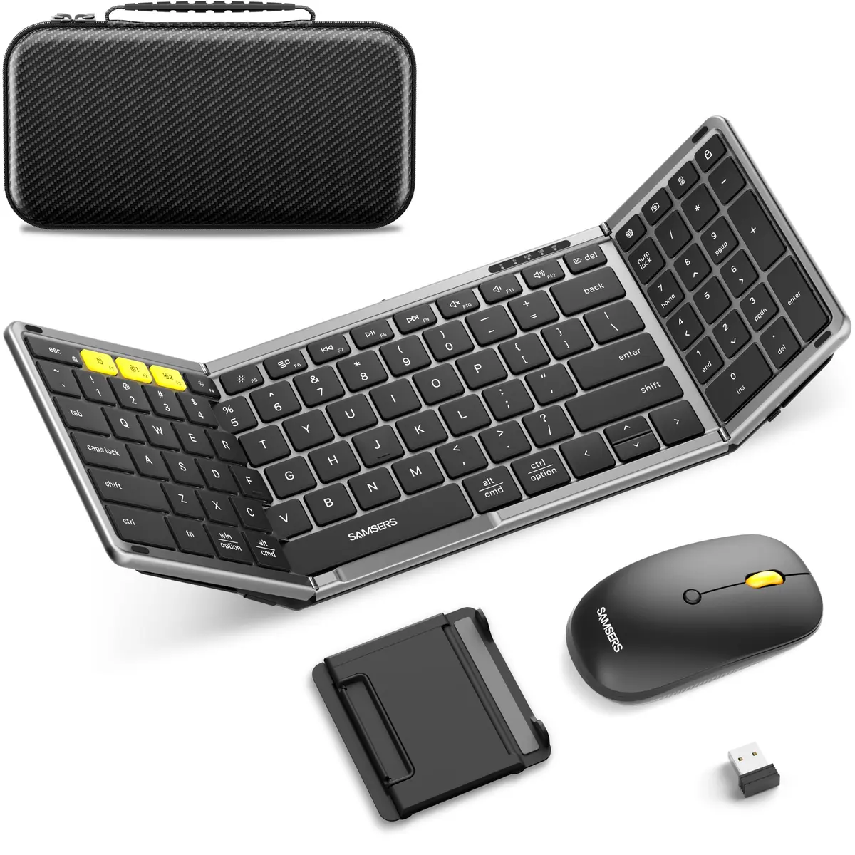 Samsers Foldable Keyboard and Mouse Combo, Full-Size Portable Travel Keyboard & Rechargeable Wireless Mouse | Bluetooth 5.0 x 2 + 2.4G - main product image