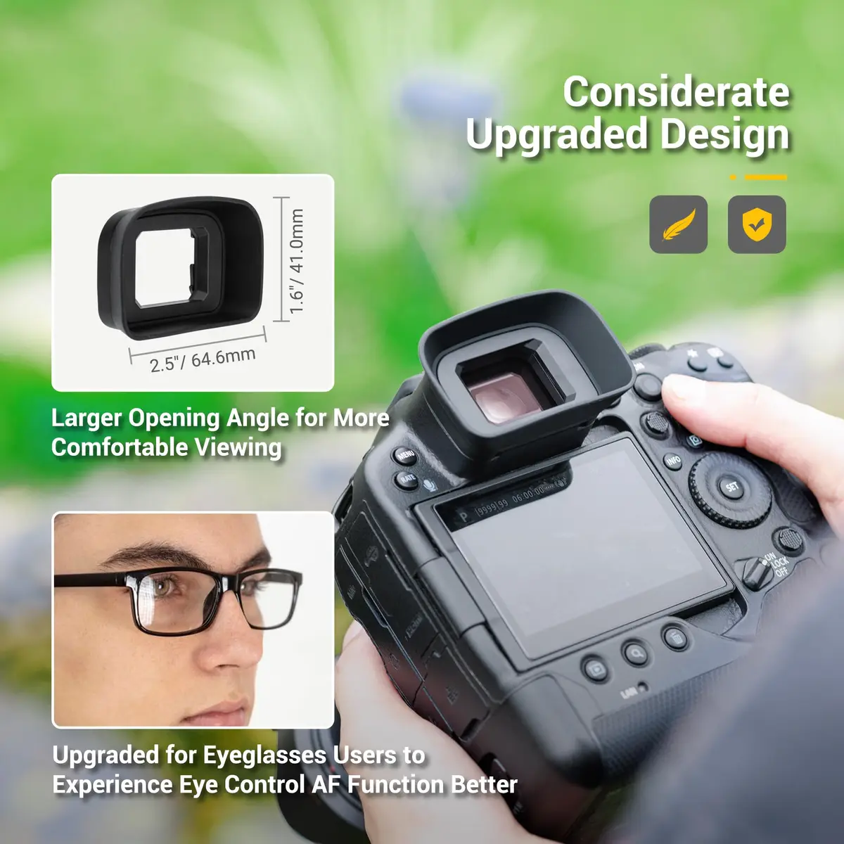 KIWIFOTOS ER-H Long Eyecup Eyepiece Viewfinder for Canon EOS R3 Camera | Blocks Stray Light for Clearer Views - view 5