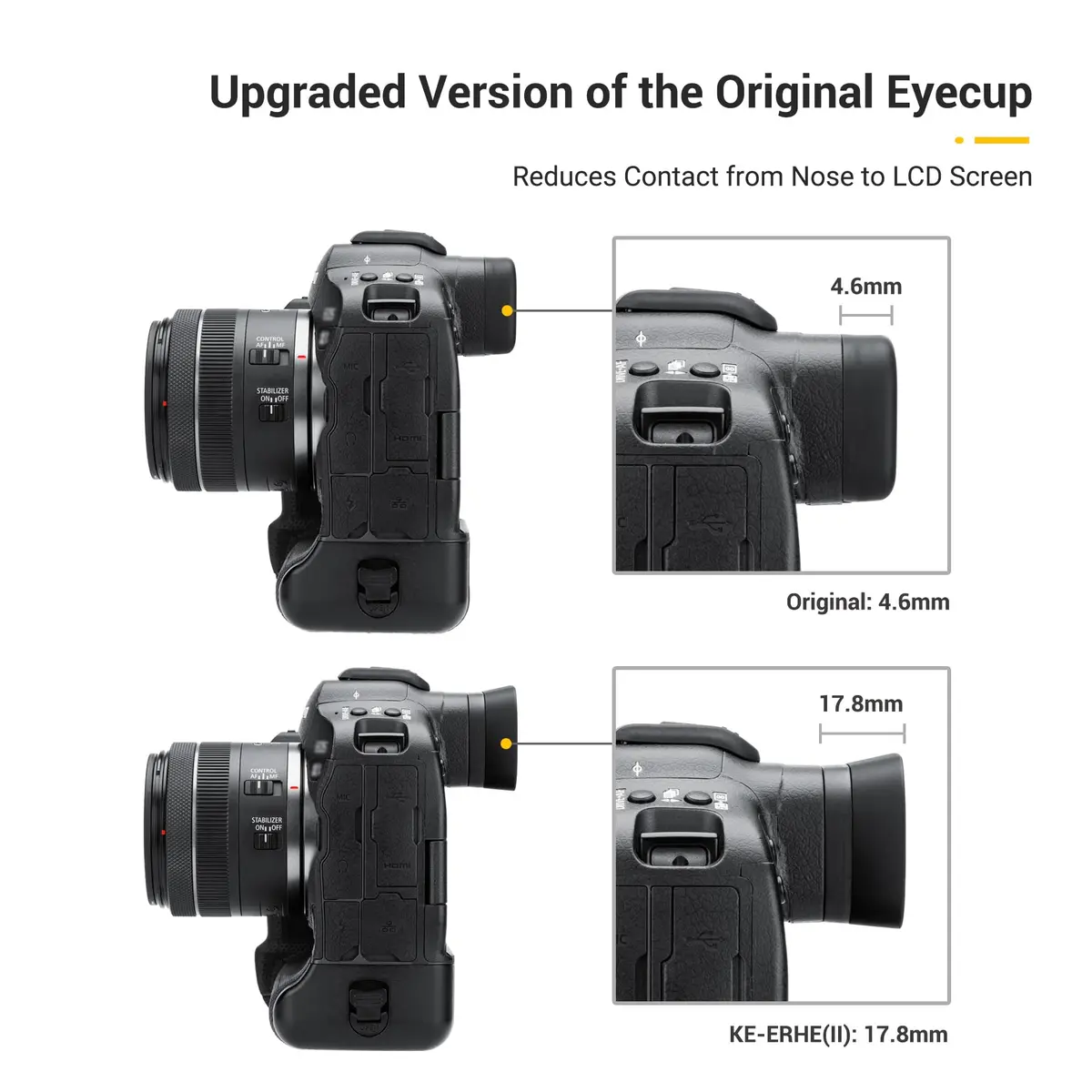 KIWIFOTOS ER-H Long Eyecup Eyepiece Viewfinder for Canon EOS R3 Camera | Blocks Stray Light for Clearer Views - view 2