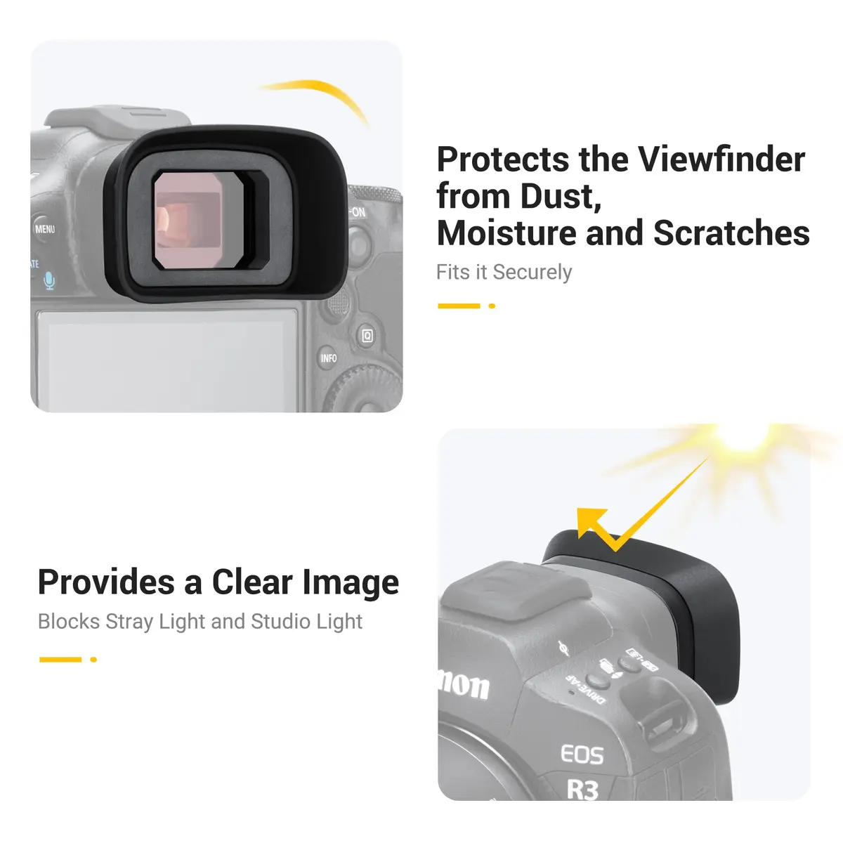 KIWIFOTOS ER-H Long Eyecup Eyepiece Viewfinder for Canon EOS R3 Camera | Blocks Stray Light for Clearer Views - view 3