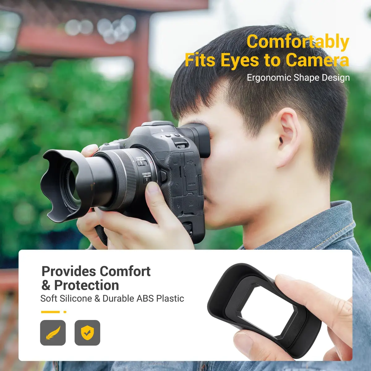 KIWIFOTOS ER-H Long Eyecup Eyepiece Viewfinder for Canon EOS R3 Camera | Blocks Stray Light for Clearer Views - view 4