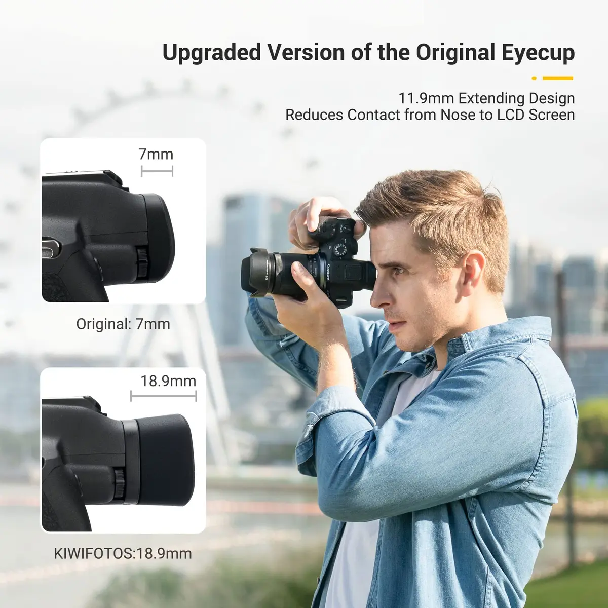 KIWIFOTOS Long Soft Eyecup Eyepiece Viewfinder for Canon EOS R7 Camera | Blocks Stray Light - view 2