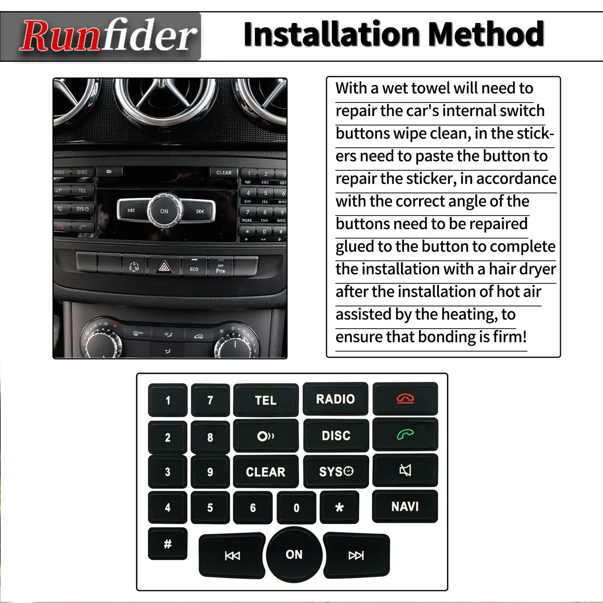runfider Car Interior Stickers Decals for Mercedes Benz W176 W246 W204 W212 W218 R172 R231 | High-Quality Vinyl Repair Kit - view 5