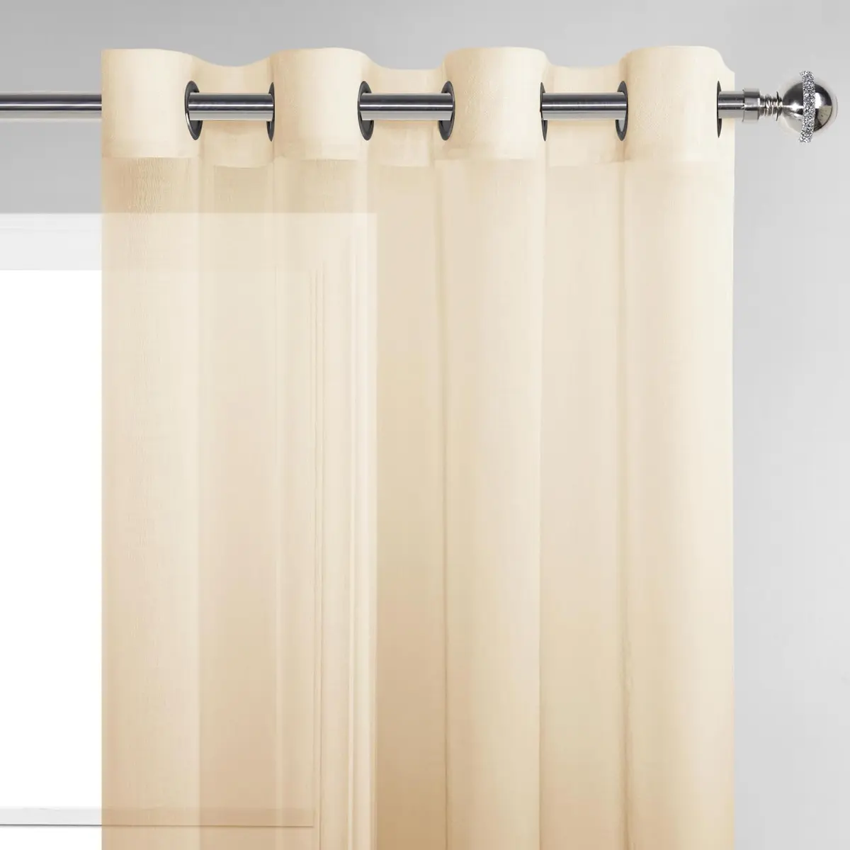 DWCN Taupe Ombre Sheer Curtains 96 Inches Long | Elegant Light Diffusion for Living Room - view 5