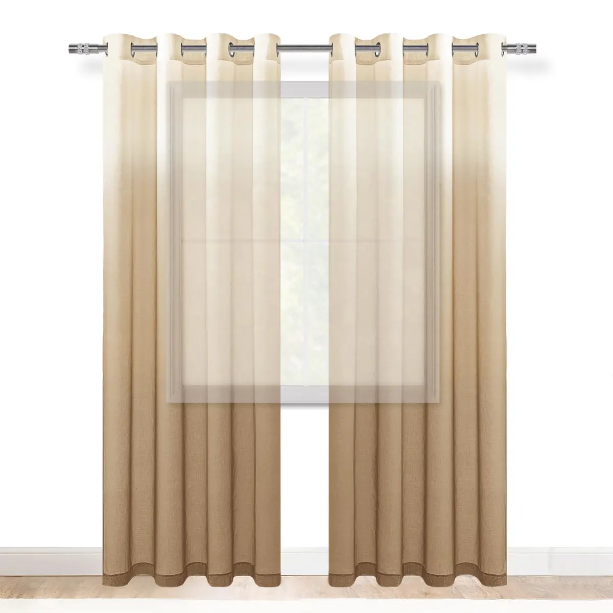 DWCN Taupe Ombre Sheer Curtains 96 Inches Long | Elegant Light Diffusion for Living Room - view 9