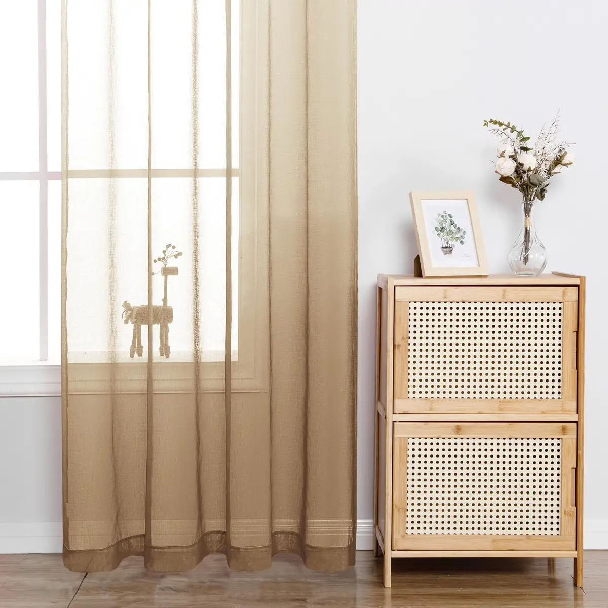 DWCN Taupe Ombre Sheer Curtains 96 Inches Long | Elegant Light Diffusion for Living Room - view 2