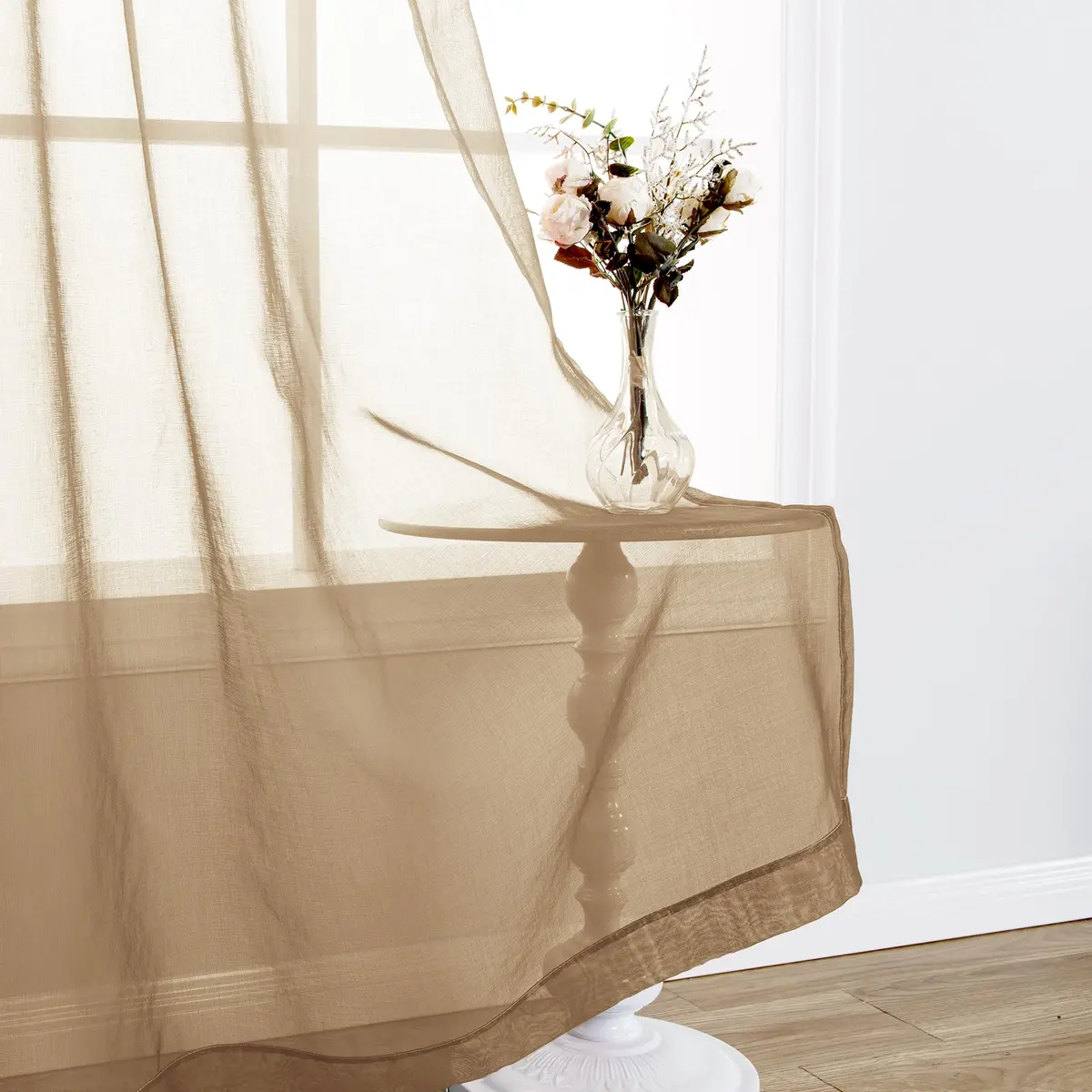 DWCN Taupe Ombre Sheer Curtains 96 Inches Long | Elegant Light Diffusion for Living Room - view 3