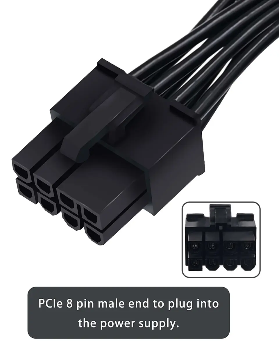 COMeap PCIe Power Cable for EVGA 8 Pin to Dual 8 Pin (6+2) 25-inch | GPU Power Extension - view 2