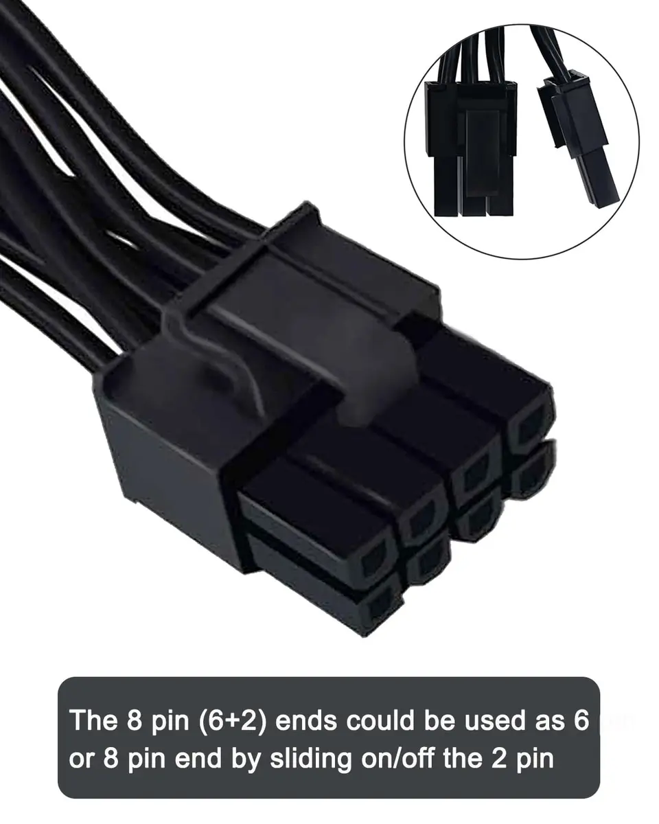 COMeap PCIe Power Cable for EVGA 8 Pin to Dual 8 Pin (6+2) 25-inch | GPU Power Extension - view 3