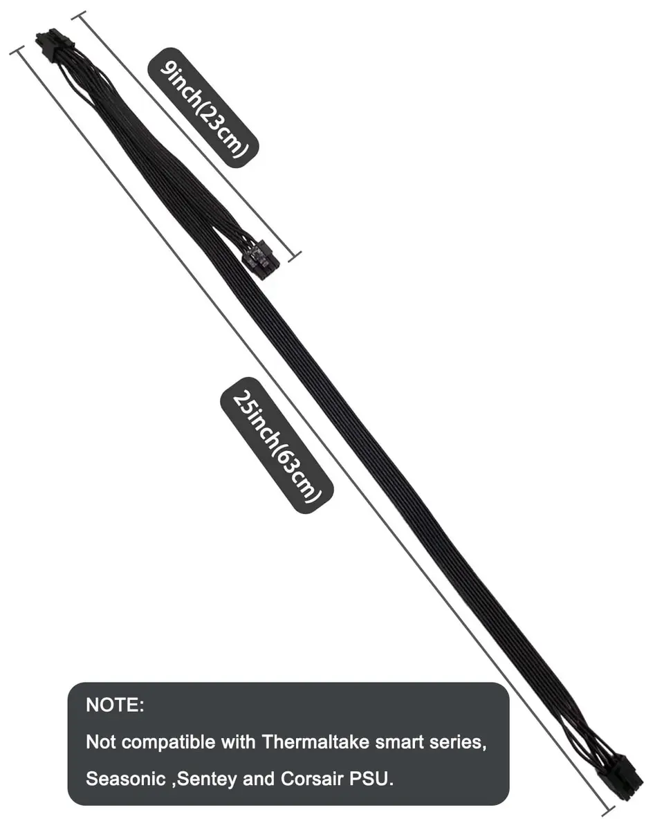 COMeap PCIe Power Cable for EVGA 8 Pin to Dual 8 Pin (6+2) 25-inch | GPU Power Extension - view 4