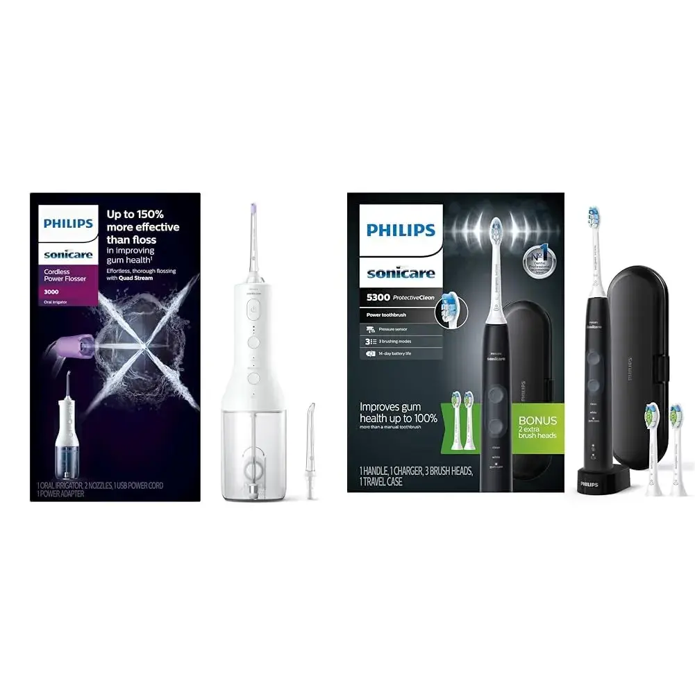 Philips Sonicare Cordless Power Flosser 3000 & ProtectiveClean 5300 Electric Toothbrush Set | 14-Day Battery Life & 3 Brushing Modes - main product image