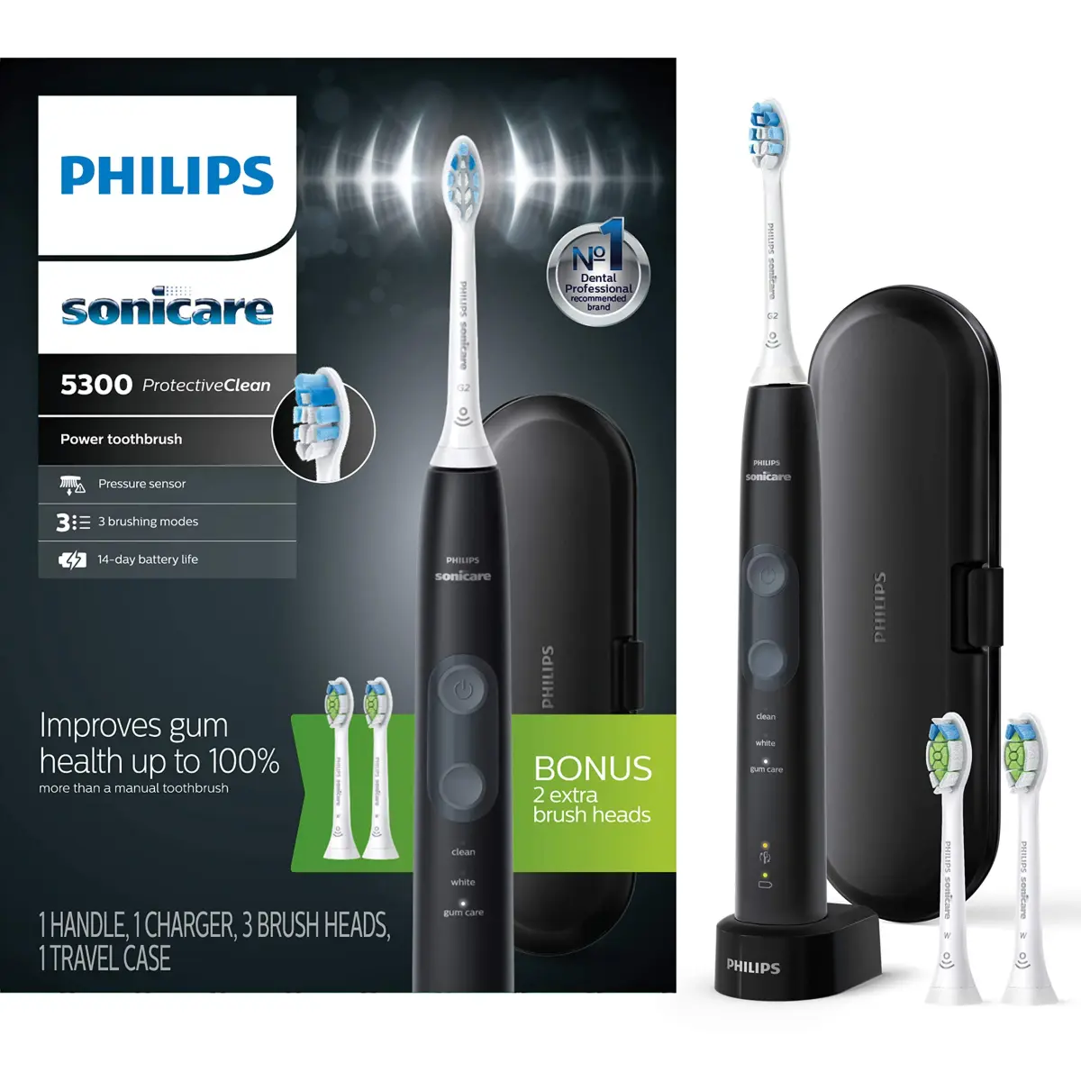 Philips Sonicare Cordless Power Flosser 3000 & ProtectiveClean 5300 Electric Toothbrush Set | 14-Day Battery Life & 3 Brushing Modes - view 5