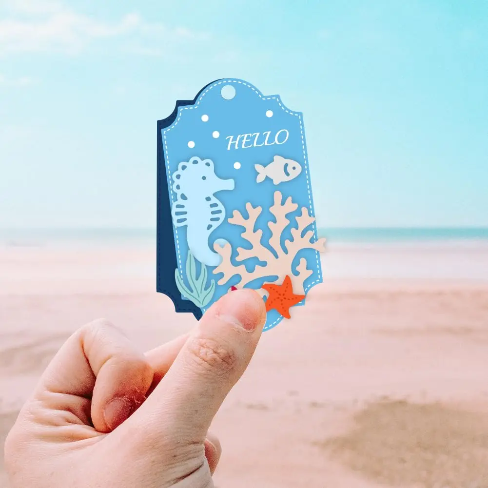 INFUNLY Ocean Theme Metal Cutting Dies Set 2PCS 19.8cm x 11.3cm | Sea Animal Die Cuts for Card Making - view 8