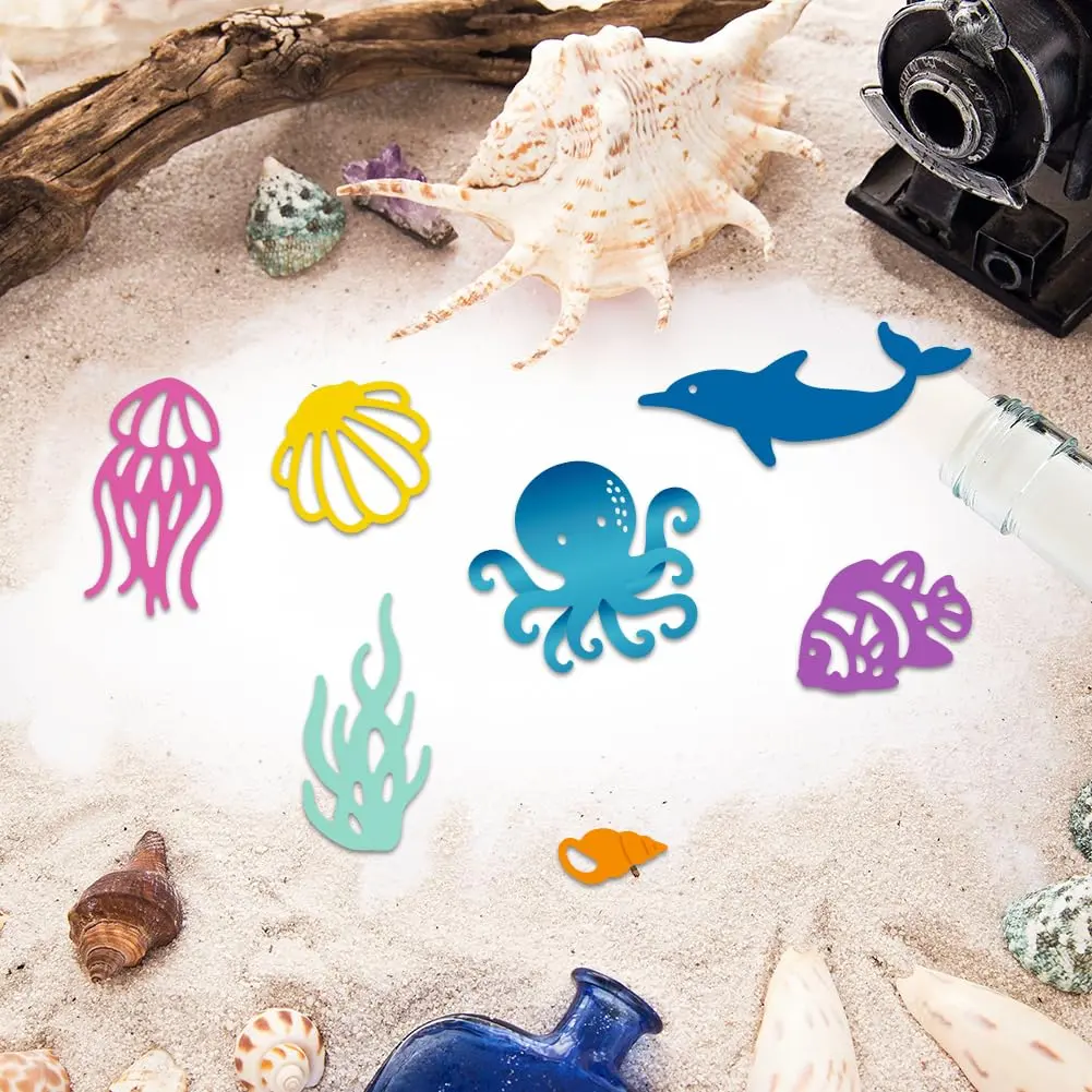 INFUNLY Ocean Theme Metal Cutting Dies Set 2PCS 19.8cm x 11.3cm | Sea Animal Die Cuts for Card Making - view 9