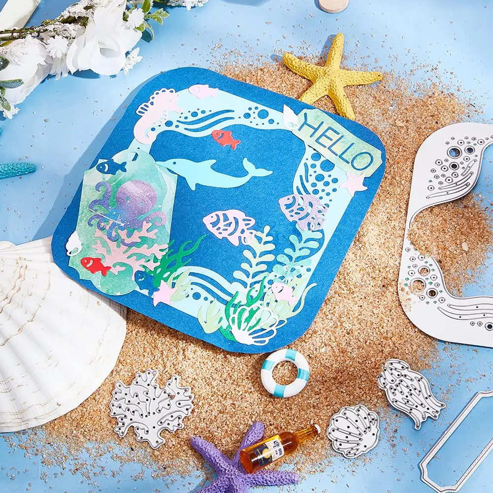 INFUNLY Ocean Theme Metal Cutting Dies Set 2PCS 19.8cm x 11.3cm | Sea Animal Die Cuts for Card Making - view 3