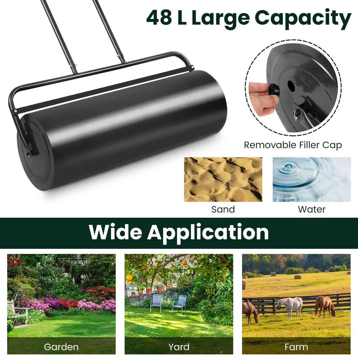 ARNOT Lawn Roller 13x24-Inch | Heavy-Duty Steel Garden Drum for Leveling & Seeding - view 5