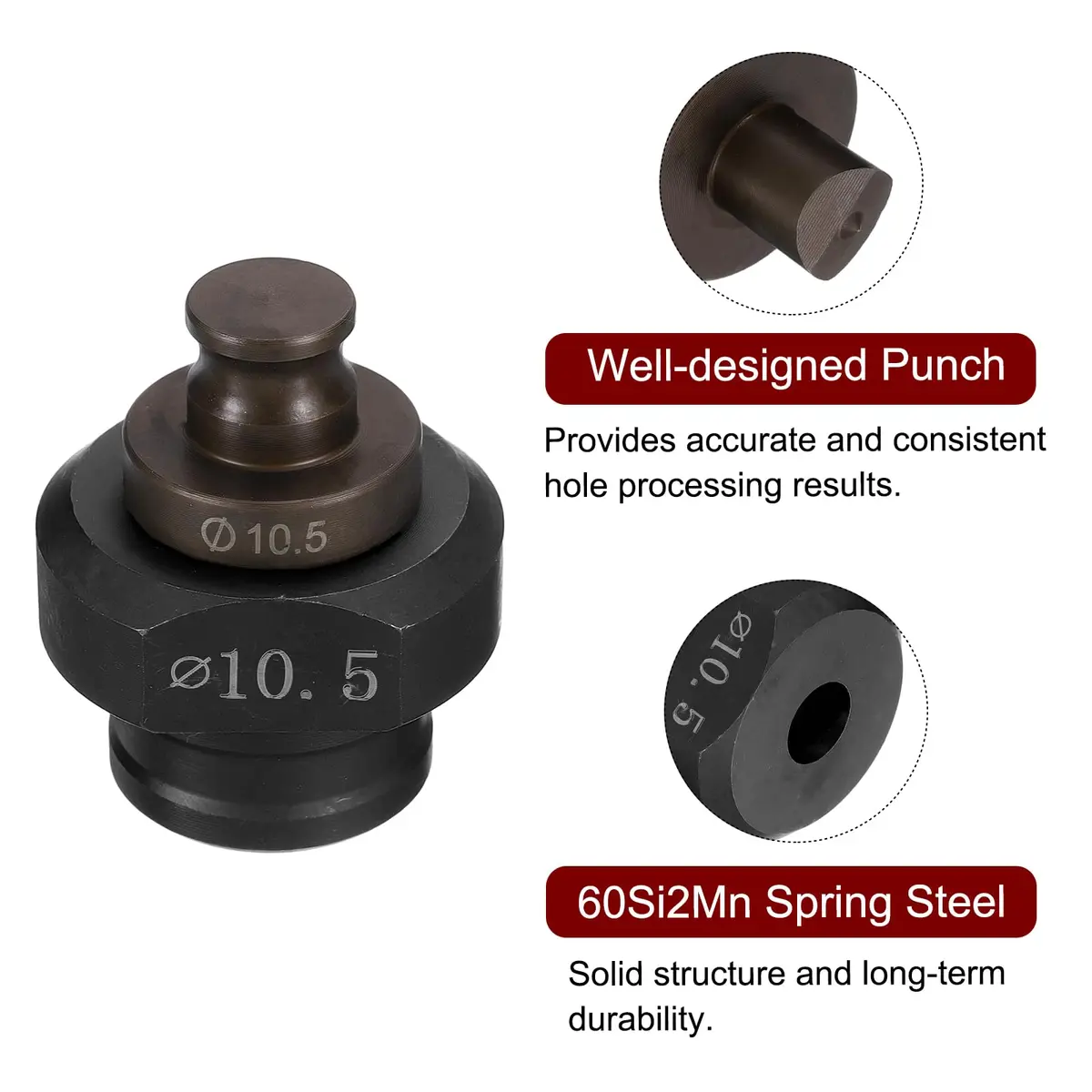 HARFINGTON Hydraulic Hole Punch Die 10.5mm | Precise Round Hole for Steel & Aluminum - view 4
