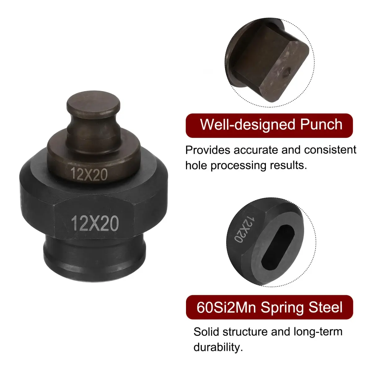 HARFINGTON Hydraulic Hole Punch Die 12x20mm Oval Hole Kit | Precise Metal Punching for Angle Steel - view 4
