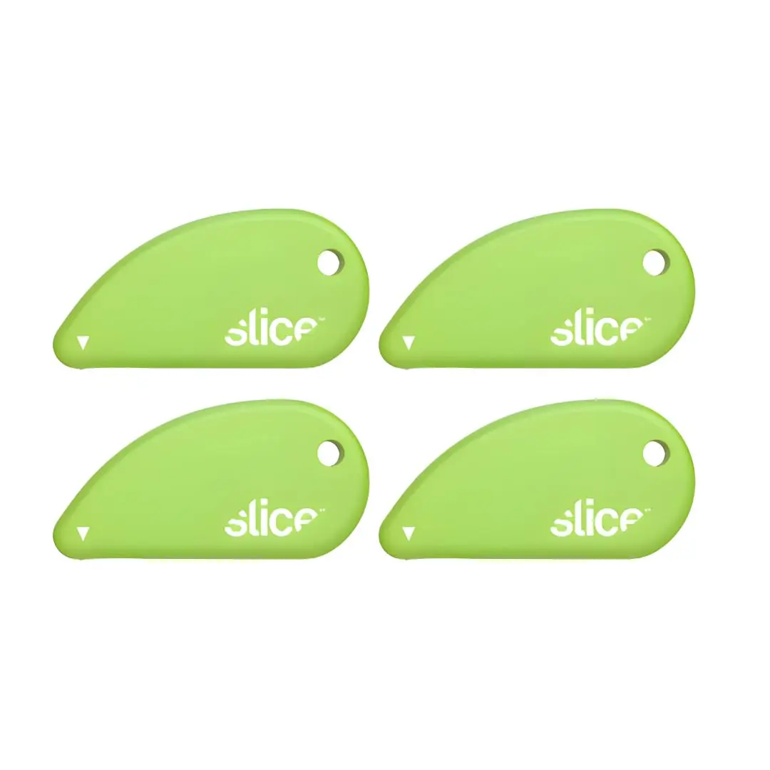 Slice Micro Safety Cutter | Ceramic Box Cutter Lasting 11x Longer | Keychain Utility Knife | 4 Pack | Green - main product image