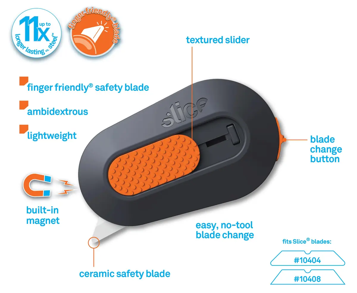 Slice Mini Box Cutter 2 Pack | Safe Ceramic Blade Lasts 11x Longer, Manual Retracting - view 2