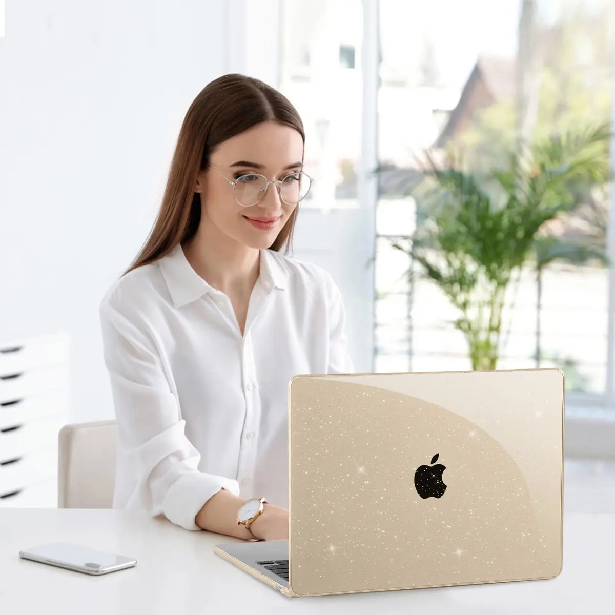 EooCoo Sparkly Case for MacBook Air 13 inch M5/M4/M3/M2 2026-2022 | Starlight Glitter Design - view 4