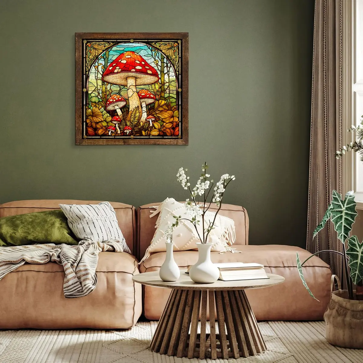 PPuzzling Vintage Mushroom Puzzle 1000 Pieces | Challenging Retro Stained Glass Art (23.85in x 23.85in) - view 6