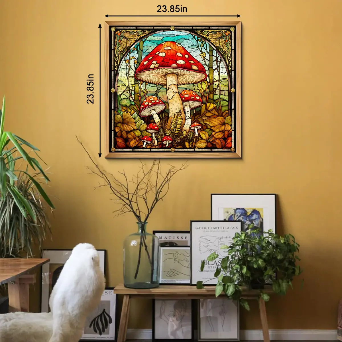 PPuzzling Vintage Mushroom Puzzle 1000 Pieces | Challenging Retro Stained Glass Art (23.85in x 23.85in) - view 3