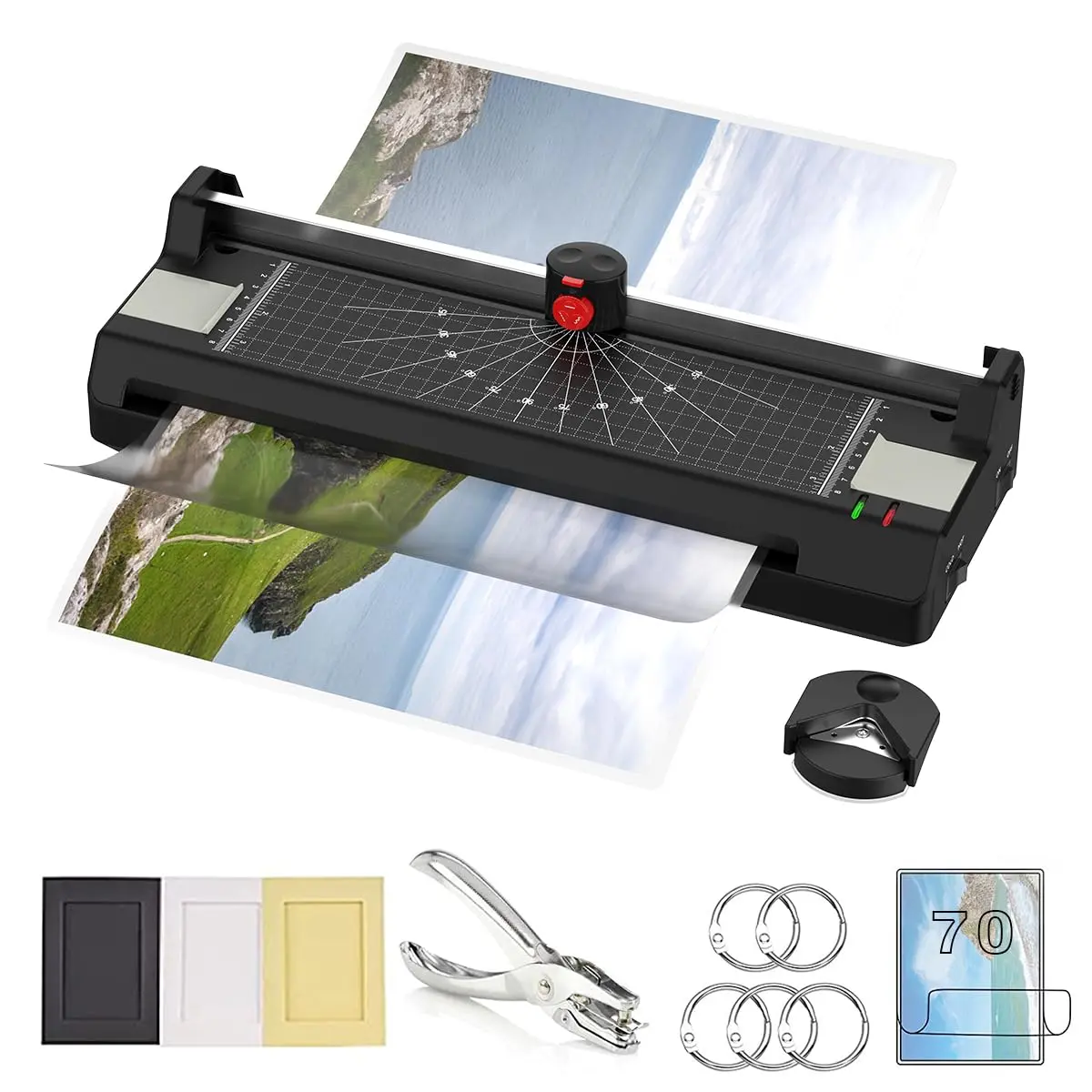 Eficentline YE381 Laminator Machine with 70 Pouches, Paper Trimmer & Corner Rounder | 297mm Max Width - main product image