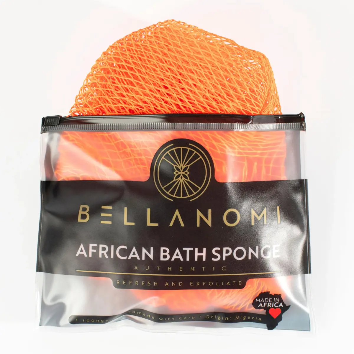 Bellanomi African Exfoliating Net Sponge Orange 114 cm (45 inches) | Authentic Sapo for Deep Exfoliation - main product image