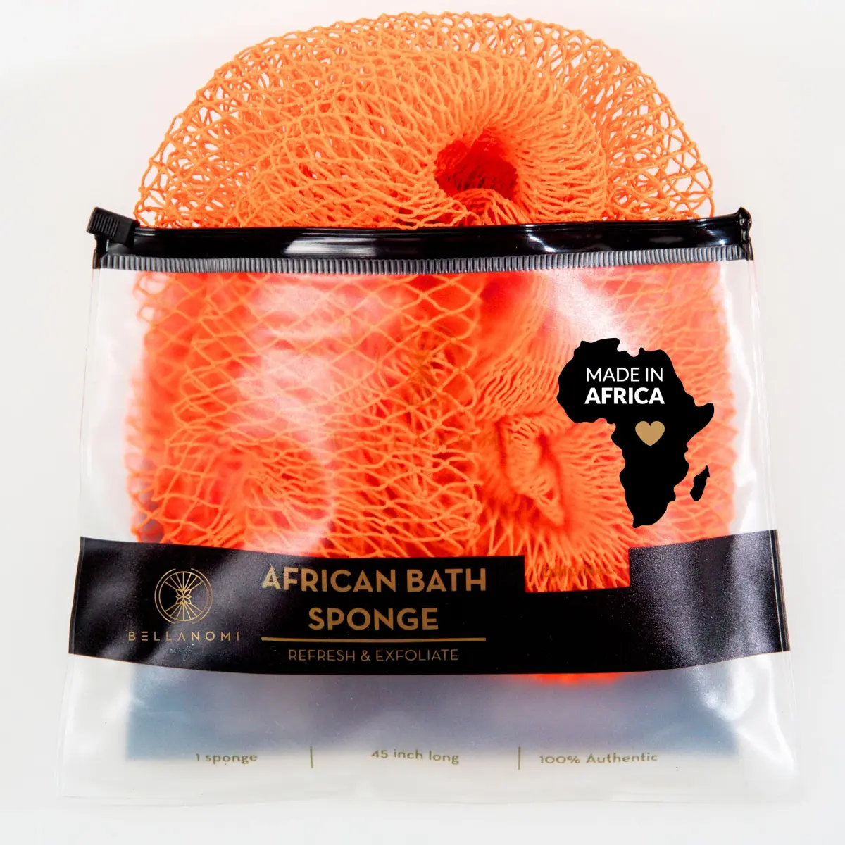 Bellanomi African Exfoliating Net Sponge Orange 114 cm (45 inches) | Authentic Sapo for Deep Exfoliation - view 7
