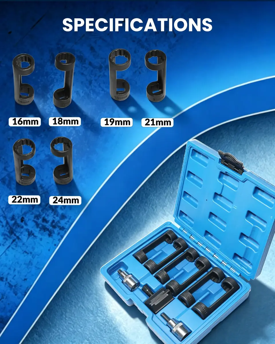 DPTOOL 9pc Strut Nut Socket Set 16mm 18mm 19mm 21mm 22mm 24mm | Suspension & Shock Absorber Tool - view 5